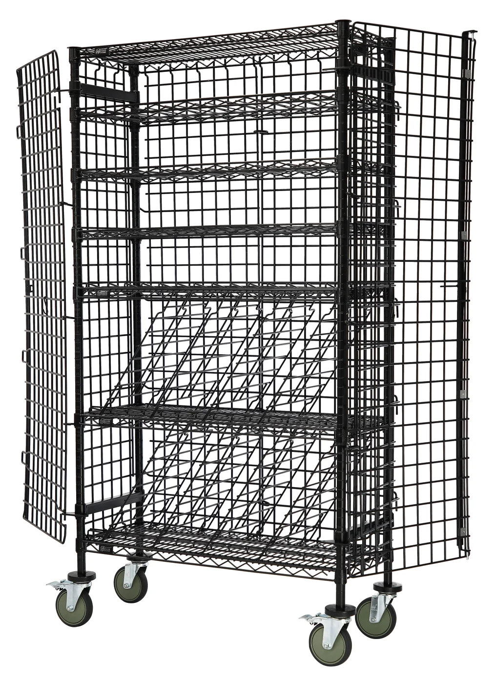Quantum M1448-69MIXSECBK Mobile Mixed Wine Security Unit, 48"W x 14"D x 74"H, Black
