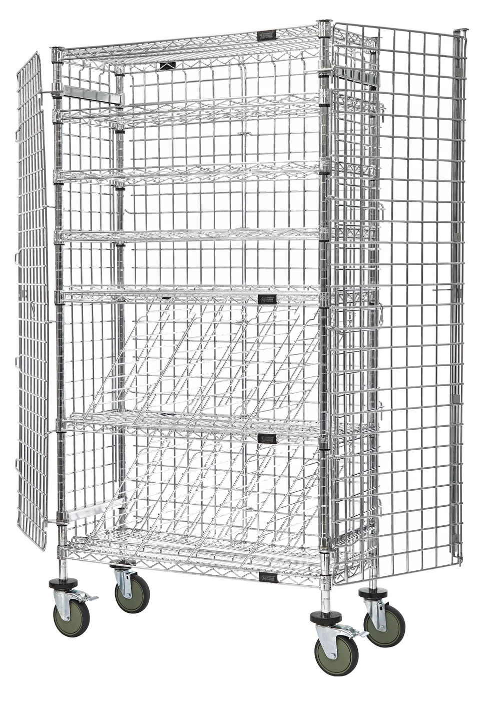Quantum M1436-69MIXSEC Mobile Mixed Wine Security Unit, 36"W x 14"D x 74"H, Chrome
