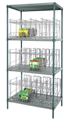 Quantum WR74-CR2448WPM Stationary Can Rack Unit, 48"W x 24"D x 74"H, Green/Polymer — in use