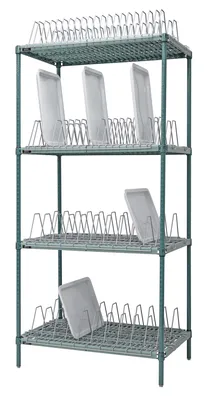 Quantum TDR24361GY Cutting Board and Tray Drying Rack, 24"W x 36"D, (18) lb capacity, Gray — in use