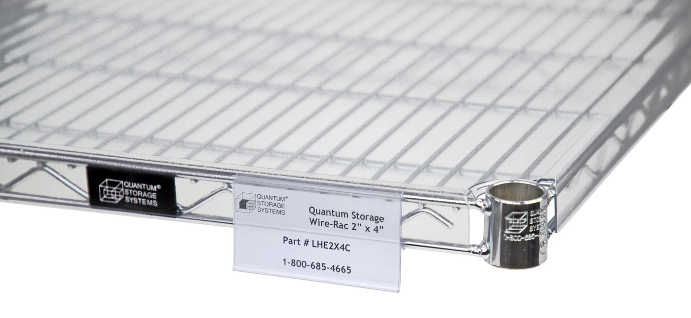 Quantum LHE2X4C Extended Label Holder, 4"W x 2"H, Clear, Pack of 12