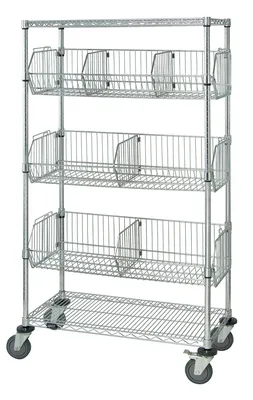 Quantum M1836BC6C Mobile Basket Unit, 36"W x 18"D x 69"H, 110 lb capacity, Chrome