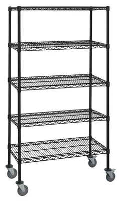 Quantum M1836BK46-5 Mobile Cart, 36"W x 18"D x 69"H, 1200 lb capacity, Black