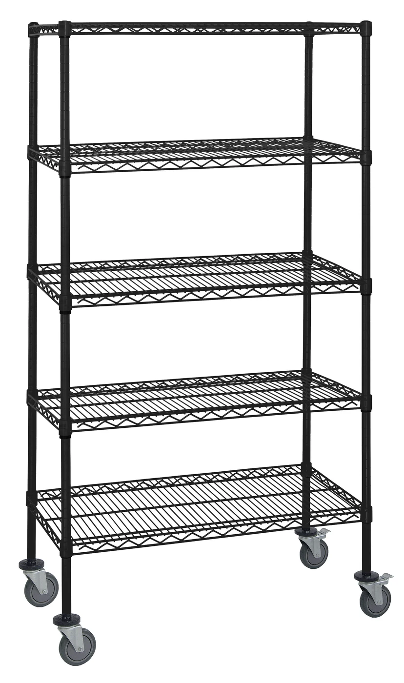 Quantum M1860BK46-5 Mobile Cart, 60"W x 18"D x 69"H, 1200 lb capacity, Black