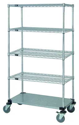 Quantum M1836CG46-5 Mobile Cart, 36"W x 18"D x 69"H, 1200 lb capacity, Chrome/Galvanized
