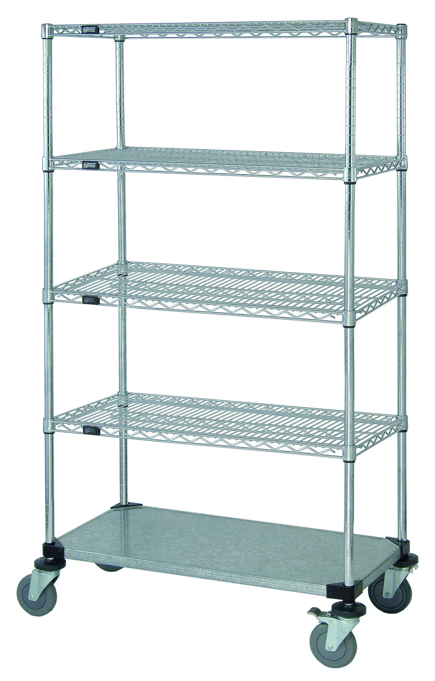 Quantum M1836CG46-5 Mobile Cart, 36"W x 18"D x 69"H, 1200 lb capacity, Chrome/Galvanized