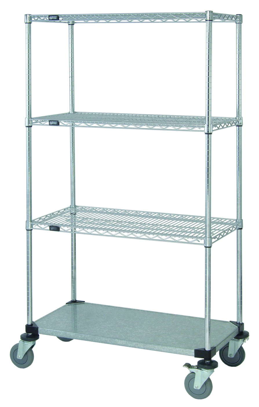 Quantum M1436CG46-LH33C Mobile Cart, 36"W x 14"D x 69"H, 1200 lb capacity, Chrome/Galvanized