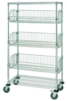 Quantum M1848BC6C Mobile Basket Unit, 48"W x 18"D x 69"H, 110 lb capacity, Chrome