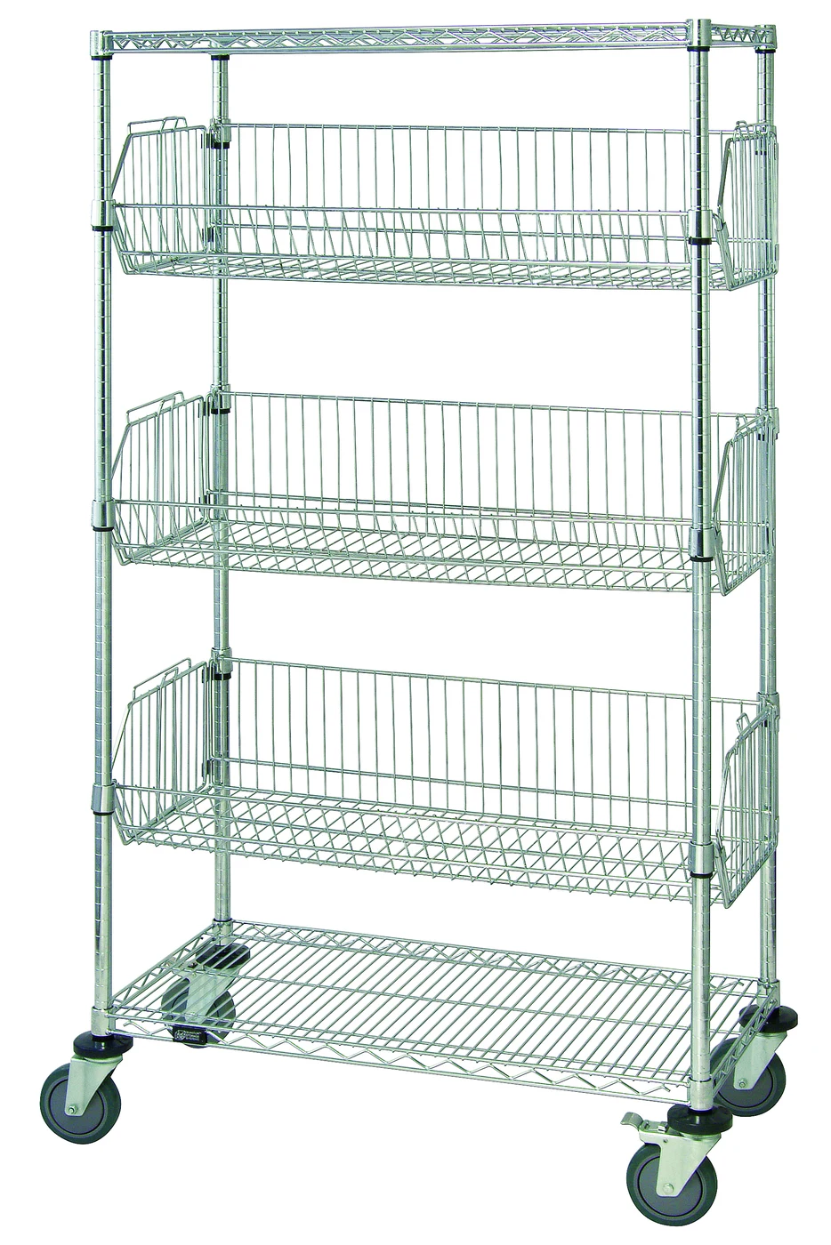 Quantum M1848BC6C Mobile Basket Unit, 48"W x 18"D x 69"H, 110 lb capacity, Chrome