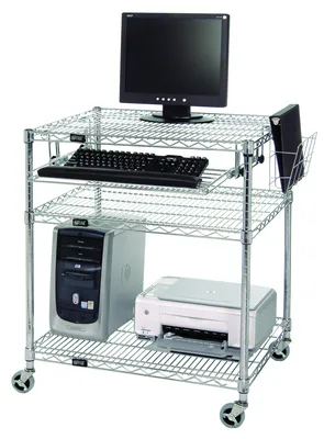 Quantum M2430CLAN Computer/LAN Workstation, 30"W x 24"D x 34"H, Chrome