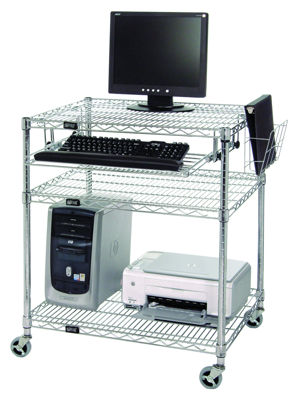 Quantum M2430CLAN Computer/LAN Workstation, 30"W x 24"D x 34"H, Chrome