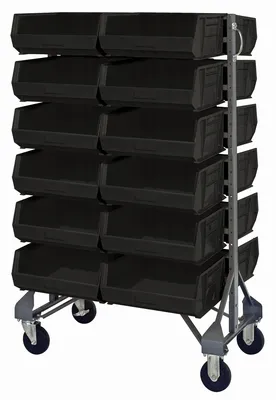 Quantum MQRU-12D-210-192BK Mobile Rail Rack, 36"L x 20"W x 53"H, 1500 lb capacity, Gray