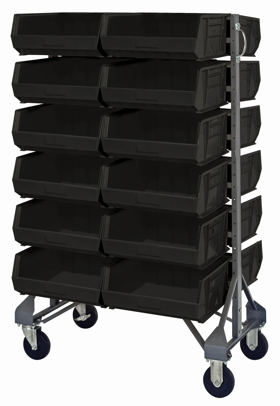 Quantum MQRU-12D-239-48BK Mobile Rail Rack, 36"L x 20"W x 53"H, 1500 lb capacity, Gray