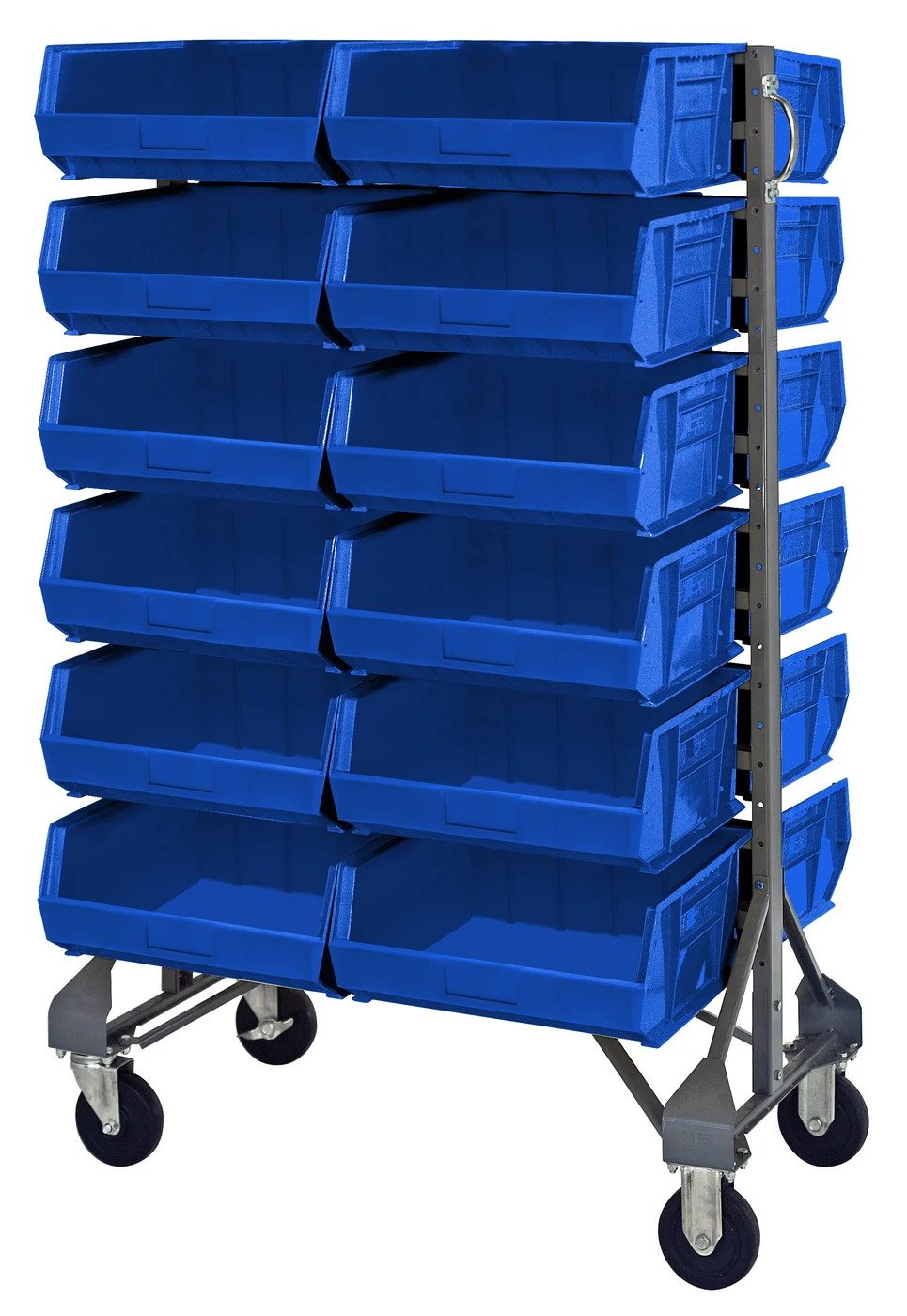 Quantum MQRU-12D-220230240BL Mobile Rail Rack, 36"L x 20"W x 53"H, 1500 lb capacity, Gray