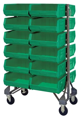 Quantum MQRU-12D-210-192GN Mobile Rail Rack, 36"L x 20"W x 53"H, 1500 lb capacity, Gray