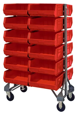 Quantum MQRU-12D-210-192RD Mobile Rail Rack, 36"L x 20"W x 53"H, 1500 lb capacity, Gray
