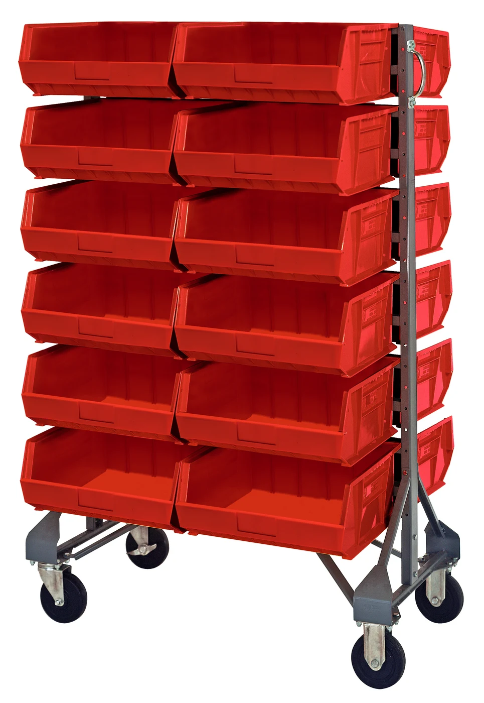 Quantum MQRU-12D-220230240RD Mobile Rail Rack, 36"L x 20"W x 53"H, 1500 lb capacity, Gray