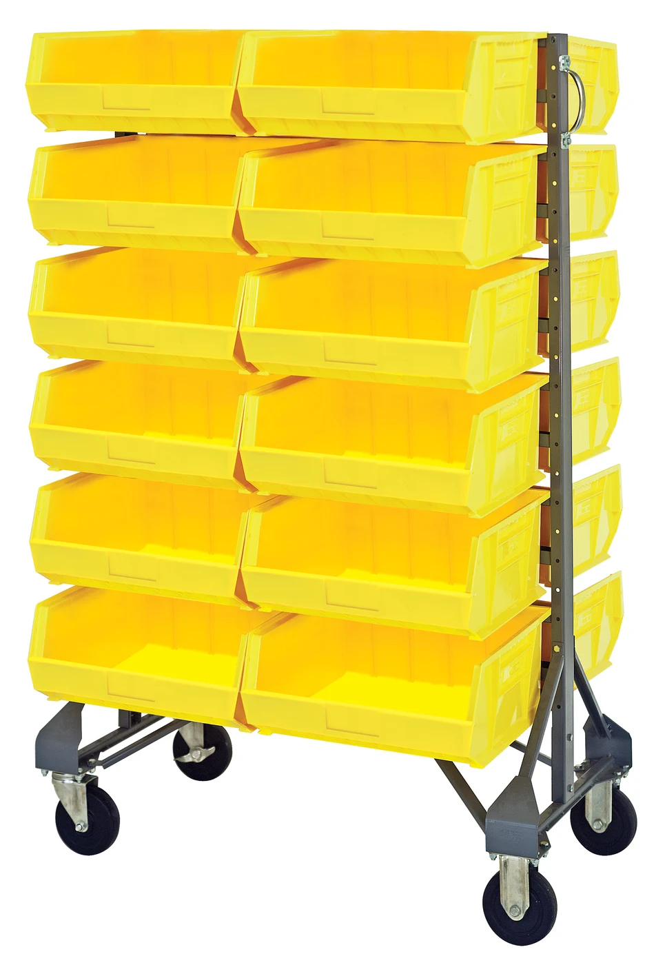 Quantum MQRU-12D-210-192YL Mobile Rail Rack, 36"L x 20"W x 53"H, 1500 lb capacity, Gray