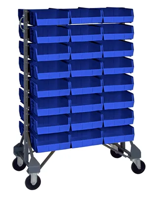 Quantum MQRU-16D-230-96BL Mobile Rail Rack, 36"L x 20"W x 53"H, 1500 lb capacity, Gray
