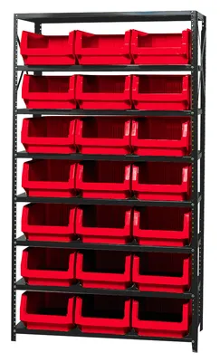 Quantum MSU-532RD Magnum Bin Steel Shelving, 42"W x 18"D x 75"H, 350 lb capacity, Gray