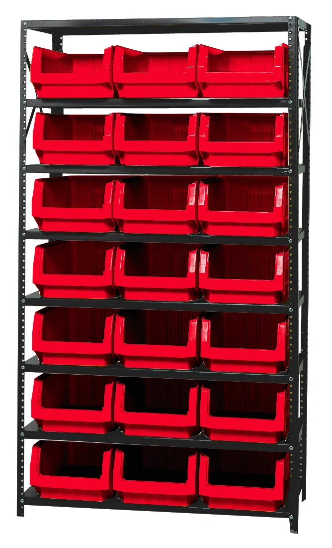 Quantum MSU-532RD Magnum Bin Steel Shelving, 42"W x 18"D x 75"H, 350 lb capacity, Gray