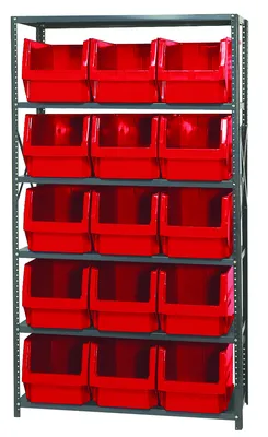 Quantum MSU-533RD Magnum Bin Steel Shelving, 42"W x 18"D x 75"H, 350 lb capacity, Gray