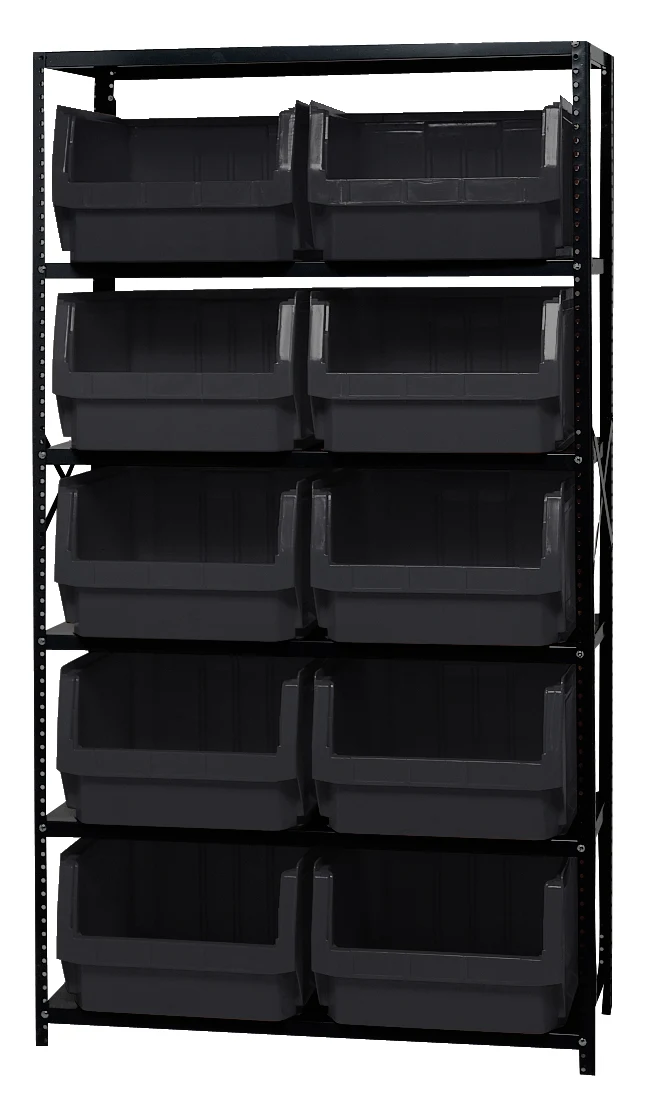 Quantum MSU-543BK Magnum Bin Steel Shelving, 42"W x 18"D x 75"H, 350 lb capacity, Gray