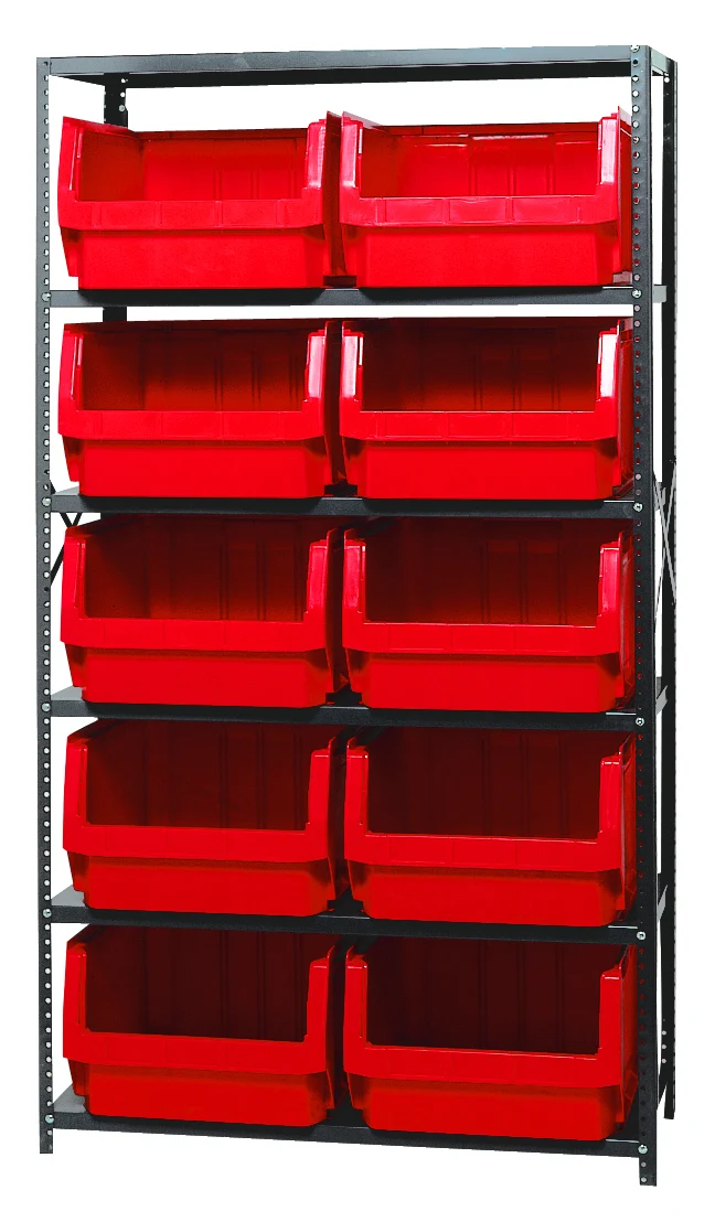 Quantum MSU-543RD Magnum Bin Steel Shelving, 42"W x 18"D x 75"H, 350 lb capacity, Gray