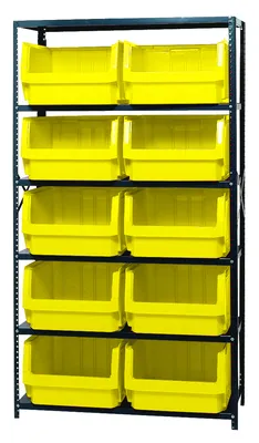Quantum MSU-543YL Magnum Bin Steel Shelving, 42"W x 18"D x 75"H, 350 lb capacity, Gray