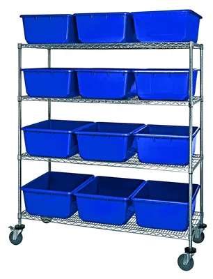 Quantum MWR4-2419-9BL Mobile Bin System Unit, 60"W x 24"D x 69"H, 800 lb capacity, Chrome