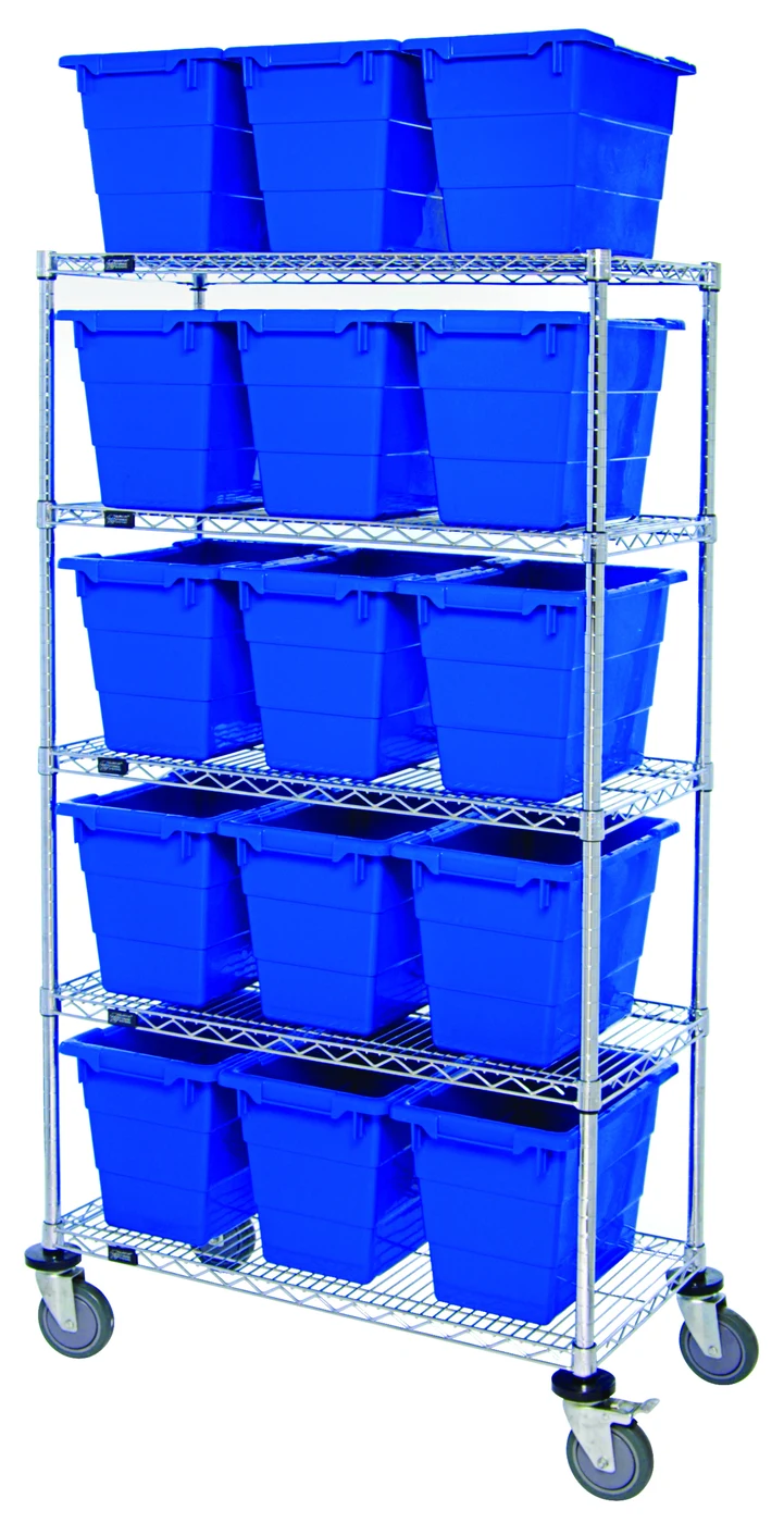 Quantum MWR5-1711-12BL Mobile Bin System Unit, 60"W x 18"D x 69"H, 800 lb capacity, Chrome