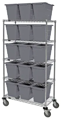 Quantum MWR5-1711-12GY Mobile Bin System Unit, 60"W x 18"D x 69"H, 800 lb capacity, Chrome