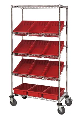 Quantum MWRS-5-92035RD Mobile Bin Systems Unit, 36"W x 18"D x 69"H, 400 lb capacity, Chrome