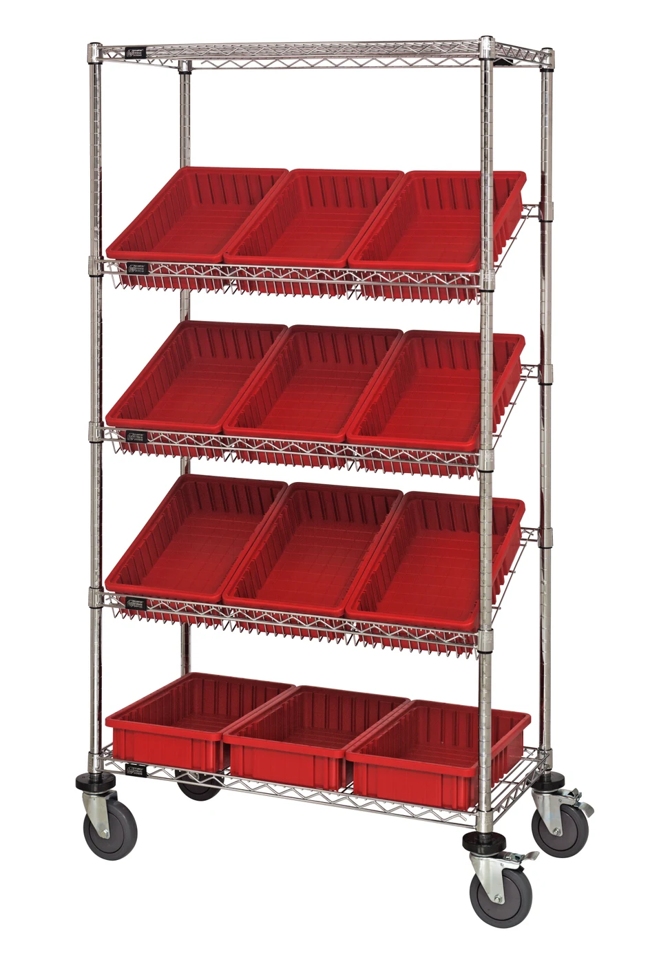 Quantum MWRS-5-92035RD Mobile Bin Systems Unit, 36"W x 18"D x 69"H, 400 lb capacity, Chrome