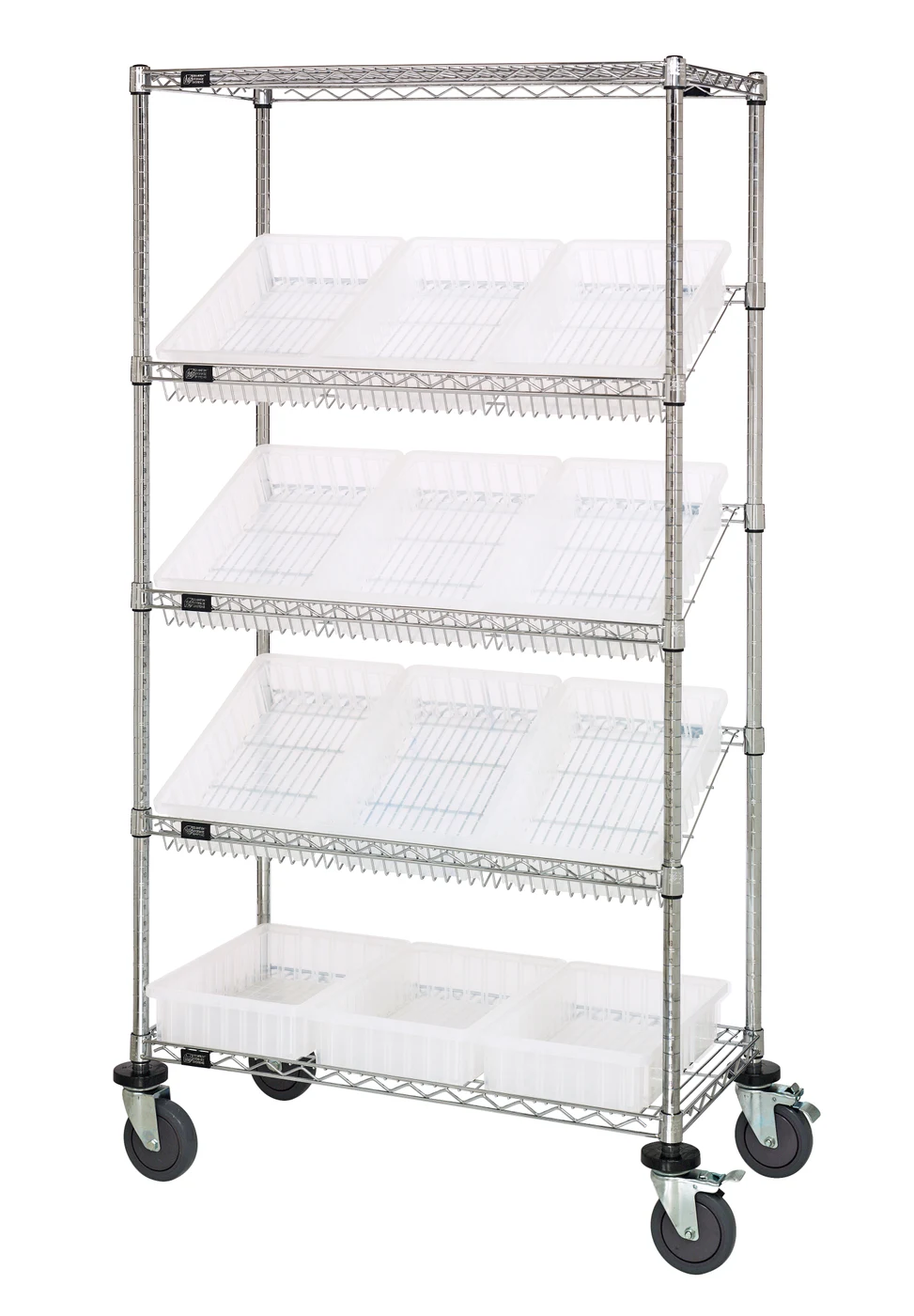 Quantum MWRS-5-92035CL Mobile Bin Systems Unit, 36"W x 18"D x 69"H, 400 lb capacity, Chrome
