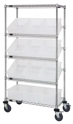 Quantum MWRS-5-92060CL Mobile Bin Systems Unit, 36"W x 18"D x 69"H, 400 lb capacity, Chrome
