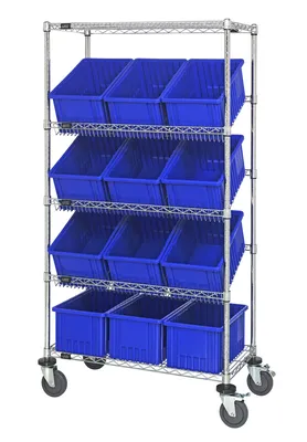 Quantum MWRS-5-92080BL Mobile Bin Systems Unit, 36"W x 18"D x 69"H, 400 lb capacity, Chrome