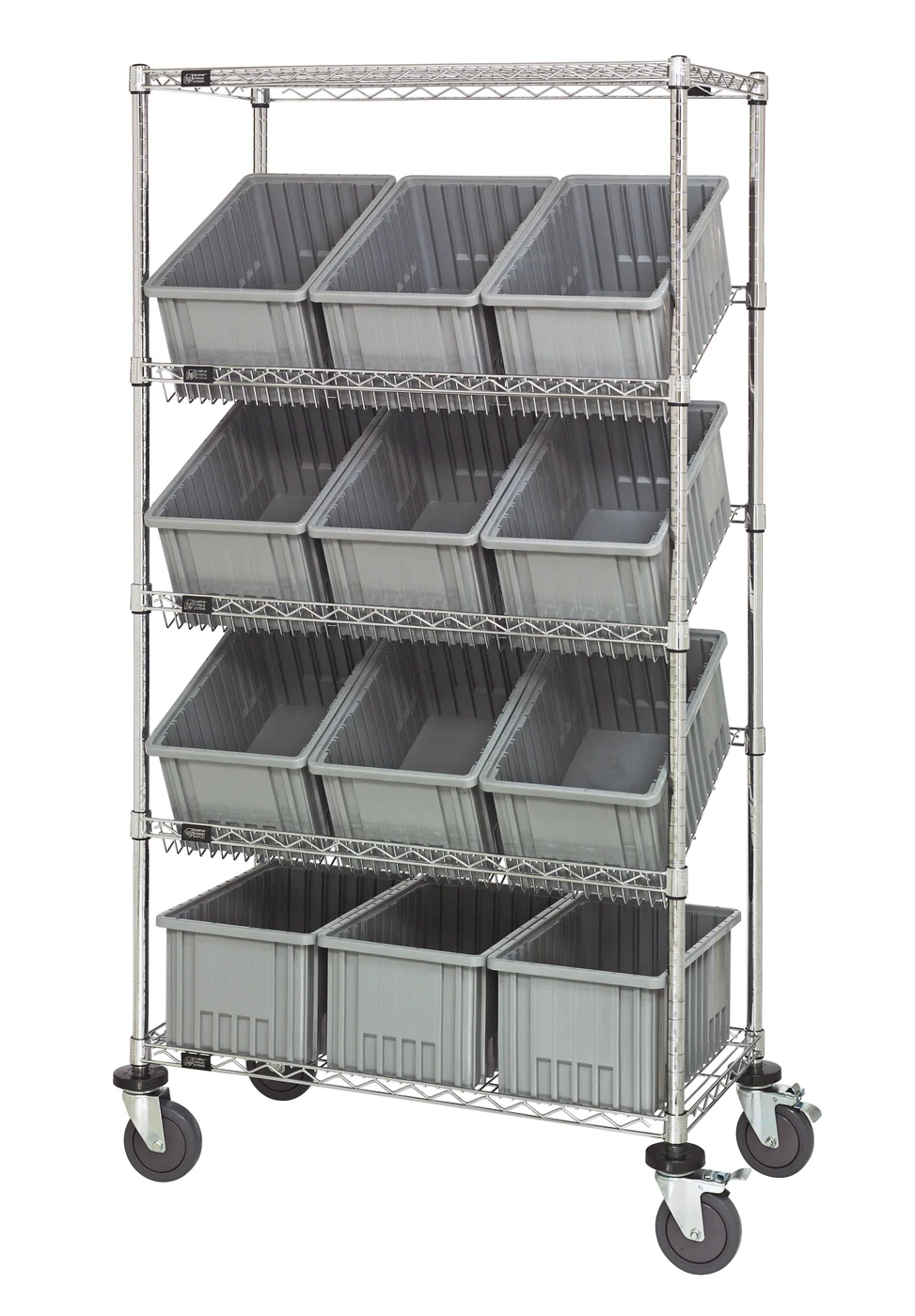 Quantum MWRS-5-92080GY Mobile Bin Systems Unit, 36"W x 18"D x 69"H, 400 lb capacity, Chrome