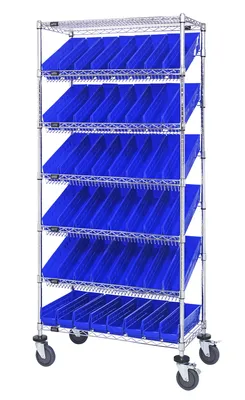 Quantum MWRS-7-103BL Mobile Bin Systems Unit, 36"L x 18"W x 80"H, 1200 lb capacity, Chrome