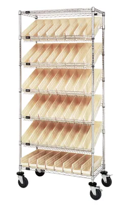 Quantum MWRS-7-103IV Mobile Bin Systems Unit, 36"L x 18"W x 80"H, 400 lb capacity, Chrome