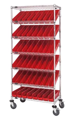 Quantum MWRS-7-103RD Mobile Bin Systems Unit, 36"L x 18"W x 80"H, 400 lb capacity, Chrome
