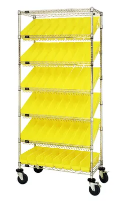 Quantum MWRS-7-103YL Mobile Bin Systems Unit, 36"L x 18"W x 80"H, 400 lb capacity, Chrome