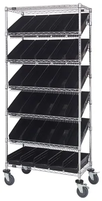 Quantum MWRS-7-104BK Mobile Bin Systems Unit, 36"L x 18"W x 80"H, 400 lb capacity, Chrome