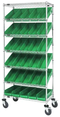Quantum MWRS-7-104GN Mobile Bin Systems Unit, 36"L x 18"W x 80"H, 400 lb capacity, Chrome