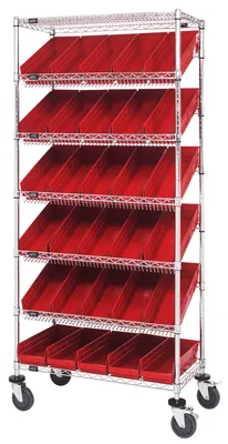 Quantum MWRS-7-104RD Mobile Bin Systems Unit, 36"L x 18"W x 80"H, 400 lb capacity, Chrome