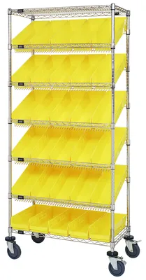 Quantum MWRS-7-104YL Mobile Bin Systems Unit, 36"L x 18"W x 80"H, 400 lb capacity, Chrome