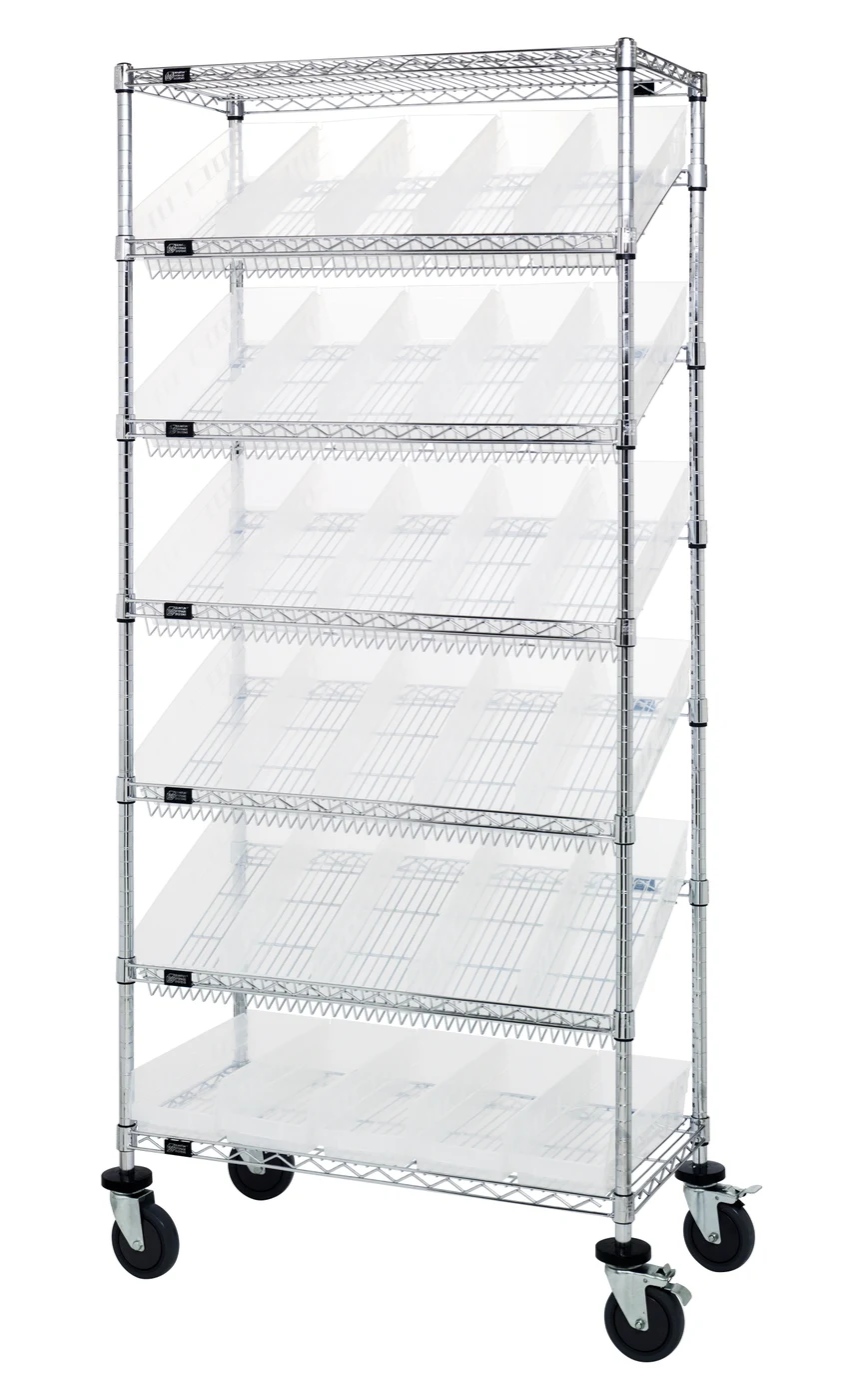 Quantum MWRS-7-104CL Mobile Bin Systems Unit, 36"W x 18"D x 80"H, 400 lb capacity, Chrome