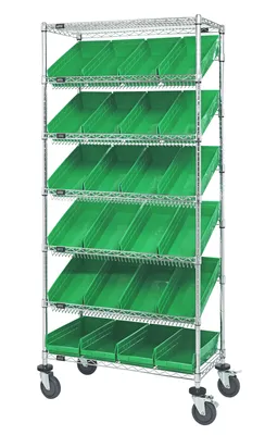 Quantum MWRS-7-108GN Mobile Bin Systems Unit, 36"L x 18"W x 80"H, 400 lb capacity, Chrome