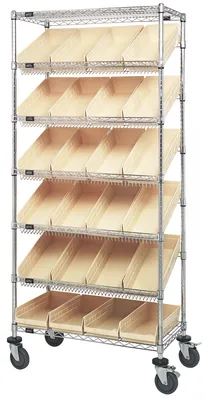 Quantum MWRS-7-108IV Mobile Bin Systems Unit, 36"L x 18"W x 80"H, 400 lb capacity, Chrome