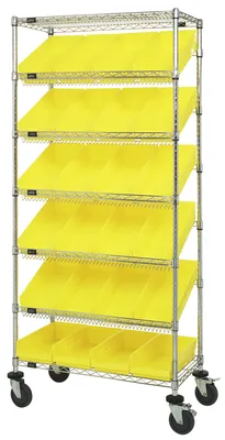 Quantum MWRS-7-108YL Mobile Bin Systems Unit, 36"L x 18"W x 80"H, 400 lb capacity, Chrome